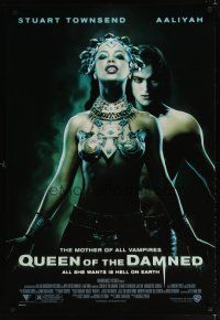 6x582 QUEEN OF THE DAMNED 1sh '01 close up of sexy vampire Aaliyah & Stuart Townsend!