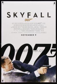 6x657 SKYFALL advance DS 1sh '12 cool image of Daniel Craig as James Bond on back shooting gun!