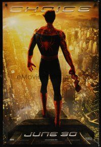 6x679 SPIDER-MAN 2 teaser DS 1sh '04 cool image of Tobey Maguire standing over city, choice!