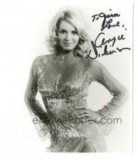 6t466 ANGIE DICKINSON signed 3.75x4.75 REPRO still '90s portrait in sexiest showgirl outfit!
