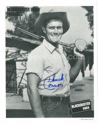 6t440 CHUCK CONNORS signed 8x10 publicity still '90 on a Rifleman promo for Blockbuster Video!