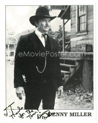 6t347 DENNY MILLER signed 8x10 still '80s great cowboy portrait from TV's Wagon Train!