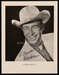 6t442 EDDIE DEAN signed 8.5x11 publicity still '80s smiling portrait of the singing cowboy star!