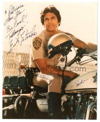 6t551 ERIK ESTRADA signed color 8x10 REPRO still '90s close up in uniform as Ponch from TV's CHiPs!