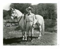 6t555 FRED SCOTT signed 8x10 REPRO still '80s full-length in cowboy costume standing by horse!