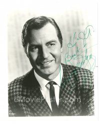 6t562 GEORGE MONTGOMERY signed 8x10 REPRO still '80s head &shoulders smiling close up in cool suit!