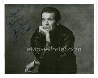 6t582 JAMES GARNER signed 8x10 REPRO still '89 great close portrait wearing leather jacket!
