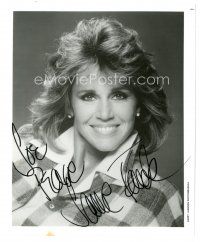 6t583 JANE FONDA signed 8x9.75 REPRO still '80s head & shoulders smiling portrait of the sexy star!