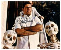 6t590 JERRY LEWIS signed color 8x10 REPRO still '90s great close up of the comedian with skeletons!