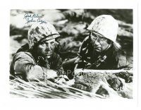 6t598 JOHN AGAR signed 8x10 REPRO still '80s close up with John Wayne from Sands of Iwo Jima!