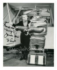 6t611 JONATHAN HARRIS signed 8x10 REPRO still '90s as Dr. Smith w/ robot from Lost in Space!