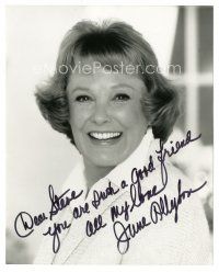 6t613 JUNE ALLYSON signed 8x10 REPRO still '80s great smiling portrait later in her career!