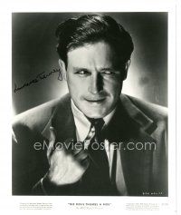 6t632 LAWRENCE TIERNEY signed 8x10 REPRO still '80s creepy portrait from The Devil Thumbs a Ride!