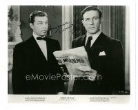 6t631 LAWRENCE TIERNEY signed 8x10 REPRO still '80s close up holding newspaper from Born to Kill!