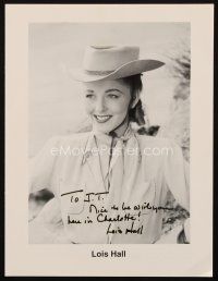 6t174 LOIS HALL signed program page '90s smiling in western garb, she was in serials too!