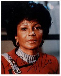 6t664 NICHELLE NICHOLS signed color 8x10 REPRO still '90s in her costume as Uhura from Star Trek!