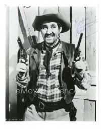 6t665 PAT BUTTRAM signed 8x10 REPRO still '80s great cowboy portrait holding two guns!