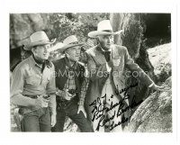 6t679 RAND BROOKS signed 8x10 REPRO still '80s great c/u with William Boyd as Hopalong Cassidy!