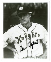 6t707 ROBERT REDFORD signed 8x10 REPRO still '90s close up in baseball uniform from The Natural!