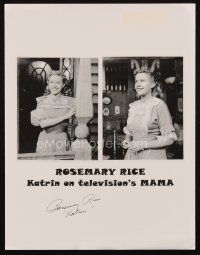 6t714 ROSEMARY RICE signed 8.5x11 REPRO '80s she signed with her Mama character name Katrin!