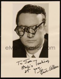 6t329 STEVE ALLEN 5.25x8 still & signed backing '50s wacky portrait with crooked glasses!