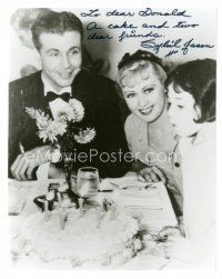 6t731 SYBIL JASON signed 7.5x9.5 REPRO still '80s at birthday with Dick Powell & Joan Blondell!