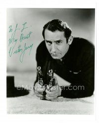 6t745 VICTOR JORY signed 8x10 REPRO still '70s great close portrait on ground with two guns!