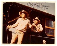 6t510 BUCK TAYLOR signed color 8x10 REPRO still '91 great cowboy close up on train from Gunsmoke!