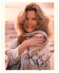 6t515 CANDICE BERGEN signed color 8x10 REPRO still '90s head & shoulders portrait with cool shawl!