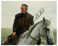 6t526 CLINT EASTWOOD signed color 8x10 REPRO still '90s c/u on horseback from Unforgiven!