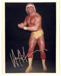 6t571 HULK HOGAN signed color 8x10 REPRO still '90s great portrait of the WWF wrestler in costume!