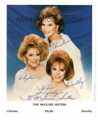 6t423 MCGUIRE SISTERS signed color 8x10 music publicity still '90s Christine, Dorothy & Phyllis!
