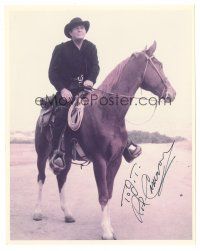 6t712 ROD CAMERON signed color 8x10 REPRO still '80s great cowboy portrait on horseback!