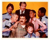 6t744 VICTOR FRENCH signed color 8x10 REPRO still '80s great cast portrait from Carter Country!