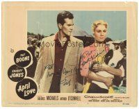 6t236 APRIL LOVE signed LC #7 '57 by BOTH Pat Boone AND Shirley Jones, close up at county fair!