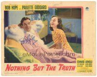 6t265 NOTHING BUT THE TRUTH signed LC '41 by Bob Hope, who's laughed at by Paulette Goddard!