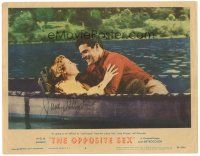 6t269 OPPOSITE SEX signed LC #4 '56 by June Allyson, about to be kissed by Jeff Richards in canoe!