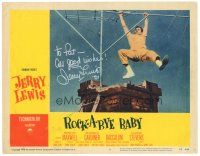 6t272 ROCK-A-BYE BABY signed LC #1 '58 by Jerry Lewis, who's hanging from TV antenna on roof!