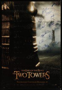 6t303 LORD OF THE RINGS: THE TWO TOWERS signed teaser 1sh '02 by Peter Jackson & 15 of the top cast!