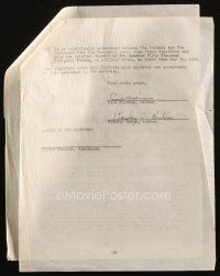 6t038 CURT SIODMAK signed contract '40s for unproduced screenplay he wrote with Stanley Rubin!