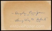 6t150 DOUGLAS CORRIGAN signed 3x5 index card '50 can be framed & displayed with a repro still!