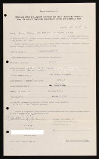 6t064 FRANCES E. WILLIAMS signed contract '64 black actress as General Hospital cleaning woman!