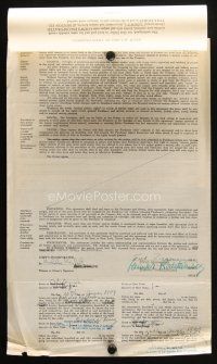 6t042 FRED ZINNEMANN signed contract '39 selling movie rights to the story Bonanza that he co-wrote