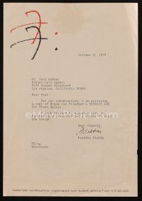 6t012 FREDDIE FIELDS signed letter '79 sending Kohner Bruce J. Friedman's script for Orson Welles!