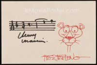 6t144 HENRY MANCINI/FRIZ FRELENG signed 4x6 index card '80s can be framed with a repro still!