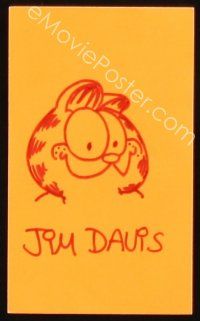 6t156 JIM DAVIS signed 3x5 index card '80s can be framed & displayed with a repro still!