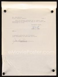 6t002 JOHN HUSTON signed letter '68 authorizing contract for 17 year-old daughter Anjelica!