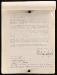 6t046 MELVYN DOUGLAS signed contract '38 hiring Paul Kohner as his agent for five years!
