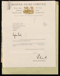 6t026 RICHARD ATTENBOROUGH signed letter '63 thanking Kohner for sending Hollywood Reporter article