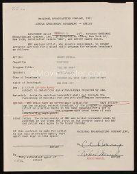 6t081 ROBERT MERRILL signed contract '51 getting paid $1,500 to appear on NBC's The Big Show!